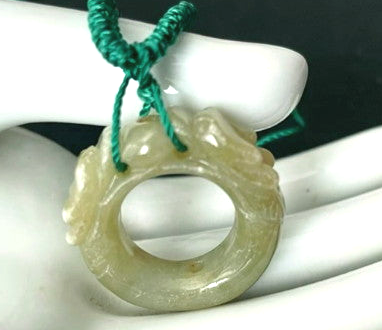 Sale-"Dragon Ascends to Heaven" Vintage Bi  Jade Pendant (JHP62-2)