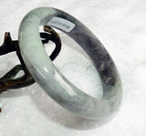 Smoky Green with Soft Lavender Hues Burmese Jadeite Grade A Jade Bangle Bracelet 59.5mm+Certificate (3074)