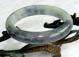Smoky Green with Soft Lavender Hues Burmese Jadeite Grade A Jade Bangle Bracelet 59.5mm+Certificate (3074)