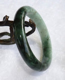 1667 6\26/2025 Balancing "Yin and Yang" Green Burmese Jadeite Grade A Jade Bangle Braceiet 55.5mm+Certificate (3080)