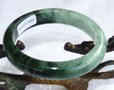 1667 6\26/2025 Balancing "Yin and Yang" Green Burmese Jadeite Grade A Jade Bangle Braceiet 55.5mm+Certificate (3080)