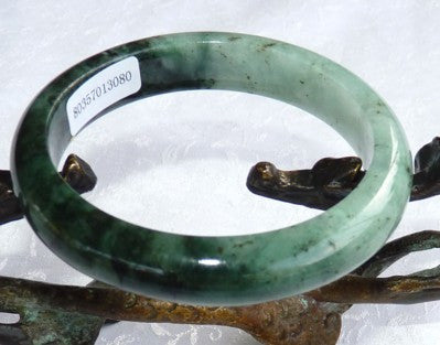 1667 6\26/2025 Balancing "Yin and Yang" Green Burmese Jadeite Grade A Jade Bangle Braceiet 55.5mm+Certificate (3080)
