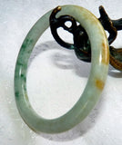 Sale-"Glorious" Classic Round Green with Honey Hues Burmese Jadeite Bangle Bracelet 59.5 mm -Grade A+Certificate (3098)
