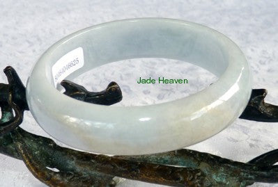 Sale-"Soft White Jadeite Bangle with Tiny Hues of Honey  + Certificate 57mm (625)
