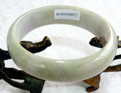 Soft Green with Lavender Hues Burmese Jadeite Bangle Bracelet Grade A 54 mm + Certificate (677)
