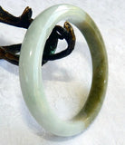 Sale-"Yin and Yang" Burmese Jadeite Bangle Bracelet 55 mm Grade A + Certificate (679)