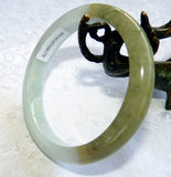 Sale-"Yin and Yang" Burmese Jadeite Bangle Bracelet 55 mm Grade A + Certificate (679)