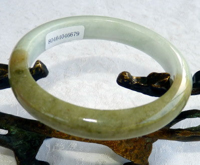 Sale-"Yin and Yang" Burmese Jadeite Bangle Bracelet 55 mm Grade A + Certificate (679)