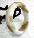 Sale-"Heavenly Honey" and White Burmese Jadeite Bangle Bracelet Grade A 51 mm + Certificate (700)