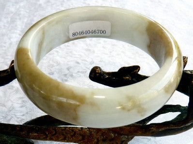 Sale-"Heavenly Honey" and White Burmese Jadeite Bangle Bracelet Grade A 51 mm + Certificate (700)