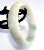 Sale-"Good Green Vein" on Soft Green/White Burmese Jadeite Bangle Bracelet 50.5mm + Certificate (708)