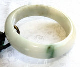 Sale-"Good Green Vein" on Soft Green/White Burmese Jadeite Bangle Bracelet 50.5mm + Certificate (708)