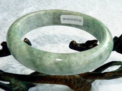 Sale-"Peppery" Deep Green Veins Burmese Jadeite Grade A Bangle 59mm + Certificate (749)