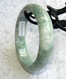 Sale-"Peppery" Deep Green Veins Burmese Jadeite Grade A Bangle 59mm + Certificate (749)