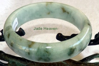 Sale-"Dragon Tracks'' Deep Green Veins Jadeite Bangle 57mm + Certificate (756)