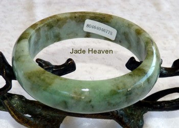 Sale-"Mossy"  Green Veins Jadeite Jade  Bangle A Grade 58mm + Certificate (775)