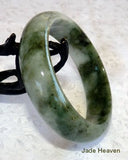 "White Clouds over Green Earth" Precious Jadeite Jade Bangle 57mm + Certificate (781)