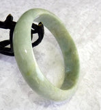 "Soothe Your Soul" Soft Green Grade A Burmese Jadeite Bangle Bracelet 59mm with Certificate (784)