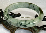Sale-"Mossy" Veins on Light Green Jadeite Jade Bangle 58.5mm + Certificate (799)