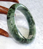 "Dragon Green Veins" Grade A Natural Jadeite Jade Bangle Bracelet 53mm  (810)
