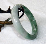 "Yin and Yang Balancing" Burmese Jadeite Grade A Jade Bangle Bracelet 57.5mm+Certificate (8521)