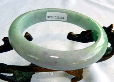 Elegant Green and Lavender Burmese Jadeite Grade A Bangle Bracelet 56.5mm + Certificate (8546)