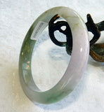 Lovely Lavender and Green Veins Burmese Jadeite Grade A Bangle Bracelet + Certificate 54.5mm (8553)