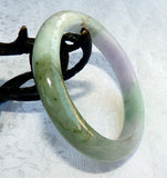 Lovely Lavender and Green Veins Burmese Jadeite Grade A Bangle Bracelet + Certificate 54.5mm (8553)