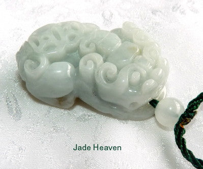 "Pixiu Brings Luck and Wealth" Burmese Jadeite Grade A Pendant + Certificate (P-2131)