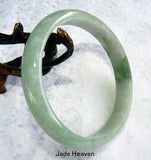 "Good Green" Burmese Jadeite "Old Mine" Bangle Bracelet 64.5 mm (JHBB3307)