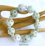 Burmese Jadeite Hollow Carved Bead Stretch Bracelet (JH-Bead-H)