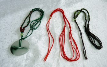 Dragon Whisker Silk Knotted Adjustable Cord for Pendant Green with Red Trim