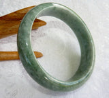 Sale  "Yin Yang" Dark and Light Green Burmese Jadeite Bangle Bracelet 66.7 mm + Certificate (G3472)