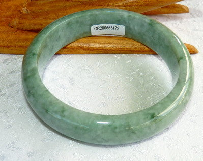 Sale  "Yin Yang" Dark and Light Green Burmese Jadeite Bangle Bracelet 66.7 mm + Certificate (G3472)