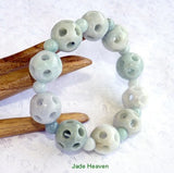Burmese Jadeite Hollow Carved Bead Stretch Bracelet (JH-Bead-H)