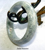 "Peppery" Charcoal Burmese Jadeite Bangle Bracelet Grade A 60.5mm (JHBB235)