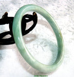 "Calming" Classic Round Vintage Burmese  Jadeite Jade Bangle Bracelet 58.5mm Grade A (JHBB259)