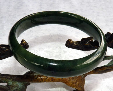 Deep Deep Green Almost Black Burmese Jadeite Jade Bangle Bracelet 58mm (JHBB260)