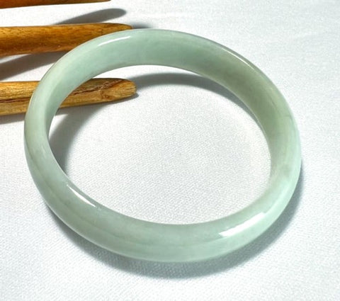 Sale-"Peaceful" Small Burmese Jadeite "Old Mine"  Bangle Bracelet 50.5 mm (JHBB3013)