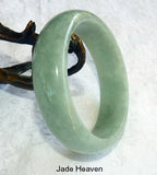 "Mei" Beautiful Cuff of Green Jade Bangle Bracelet Grade A Old Mine Lao Pit 54.5mm (JHBB3126)