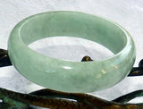 Sale-"Mei" Beautiful Cuff of Green Jade Bangle Bracelet Grade A Old Mine Lao Pit 54.5mm (JHBB3126)