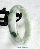 Sale-Moss in Snow "Glowing" Old Mine Burmese Jadeite Bangle Bracelet 57mm (JHBB3152)