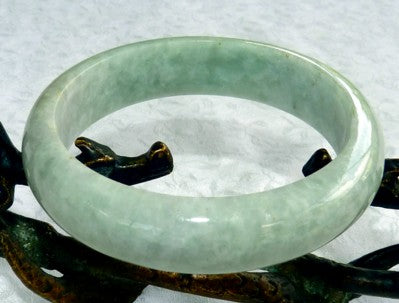 sale-Varied Green Veins "Old Mine" Burmese Jadeite Jade Bangle Bracelet 57mm (JHBB3271)