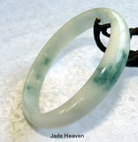 Sale-Large /Men's "Moss in Snow" Burmese Old Mine Jadeite Bangle Bracelet 73.5mm (JHBB3273)