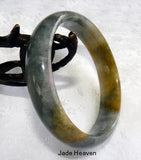 Sale-"Mysterious" Burmese Jadeite "Old Mine" Bangle Bracelet 56 mm (JHBB3283)