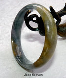 Sale-"Mysterious" Burmese Jadeite "Old Mine" Bangle Bracelet 56 mm (JHBB3283)