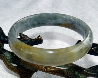 Sale-"Mysterious" Burmese Jadeite "Old Mine" Bangle Bracelet 56 mm (JHBB3283)