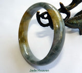 Sale-"Mysterious" Burmese Jadeite "Old Mine" Bangle Bracelet 56 mm (JHBB3283)