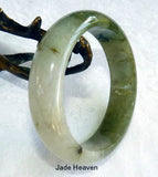 Sale-"Yin and Yang" Burmese Jadeite "Old Mine" Bangle Bracelet 55 mm (JHBB-3303)