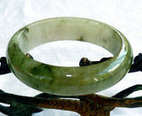 Sale-"Yin and Yang" Burmese Jadeite "Old Mine" Bangle Bracelet 55 mm (JHBB-3303)